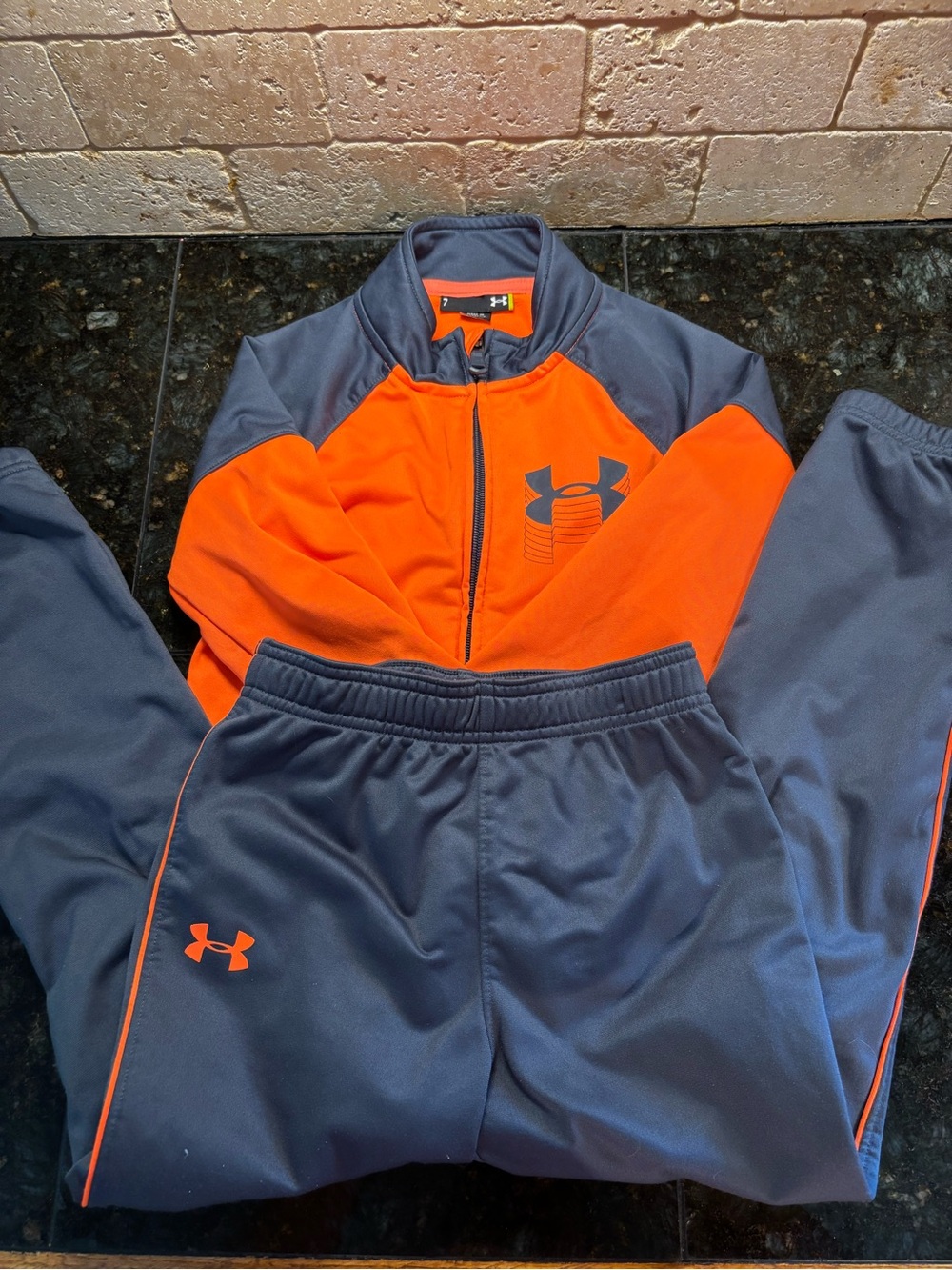 Under Armour Boys Orange & Gray Active Track Suit Little Boy Size 7